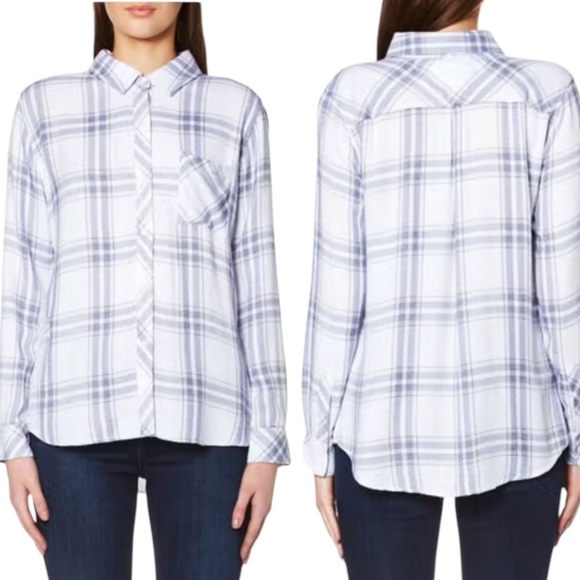 Rails Hunter White Blush Blue Patriot Plaid Button Down Flannel Shirt Size S - Picture 14 of 14